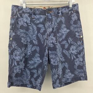 Tommy Bahama Floral Shorts 32 Blue Palm Tropical Vacation Beachy Coastal Casual